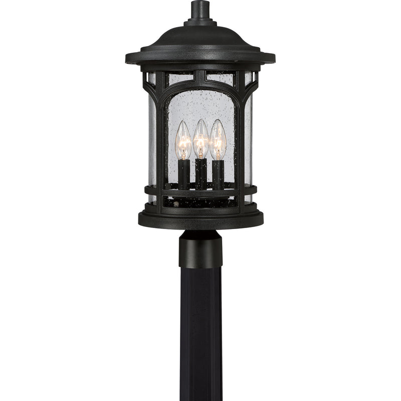 Quoizel MBH9011K Marblehead Three Light Outdoor Post Lantern, Mystic Black Main Image.jpg
