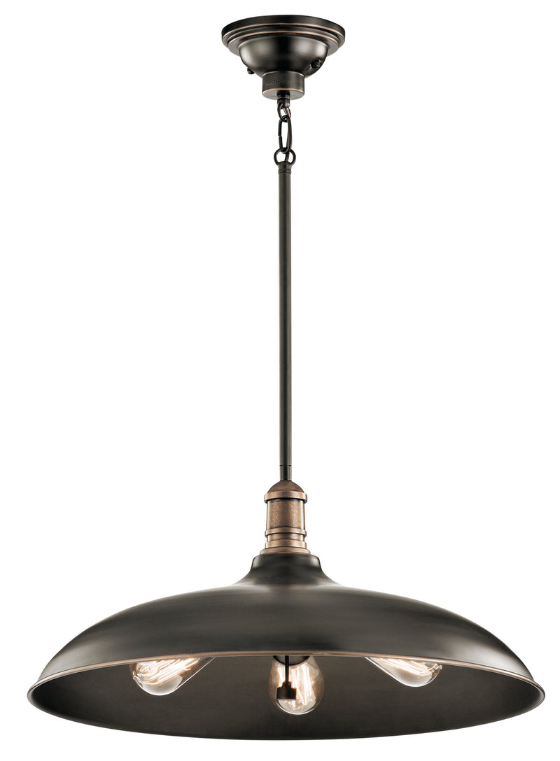 Kichler 42649OZ Three Light Pendant, Olde Bronze
