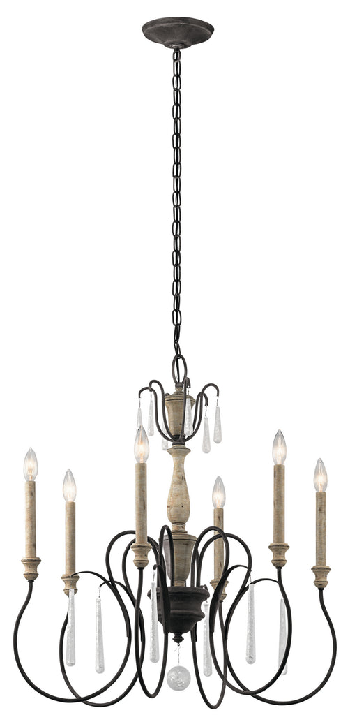 Kichler 43617WZC Kimblewick Six Light Chandelier, Weathered Zinc Main Image.jpg