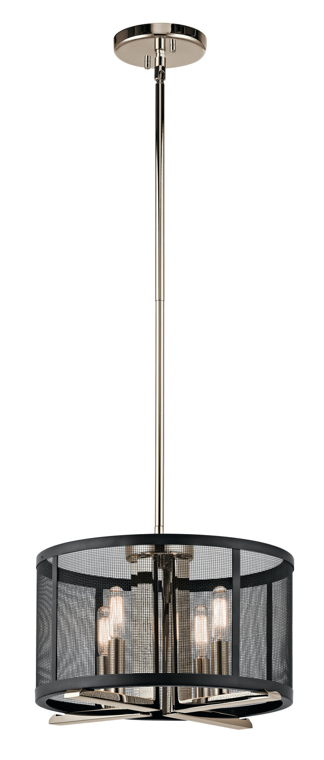 Kichler 43713PN Four Light Pendant/Semi Flush, Polished Nickel