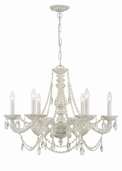 Crystorama 5026-AW-CL-I Paris Market Six Light Chandelier Antique White Main Image.jpg