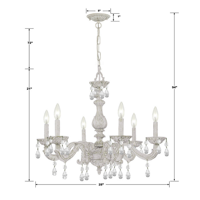 Crystorama 5036-AW-CL-MWP Paris Market Six Light Chandelier Antique White Alternate Image 2.jpg