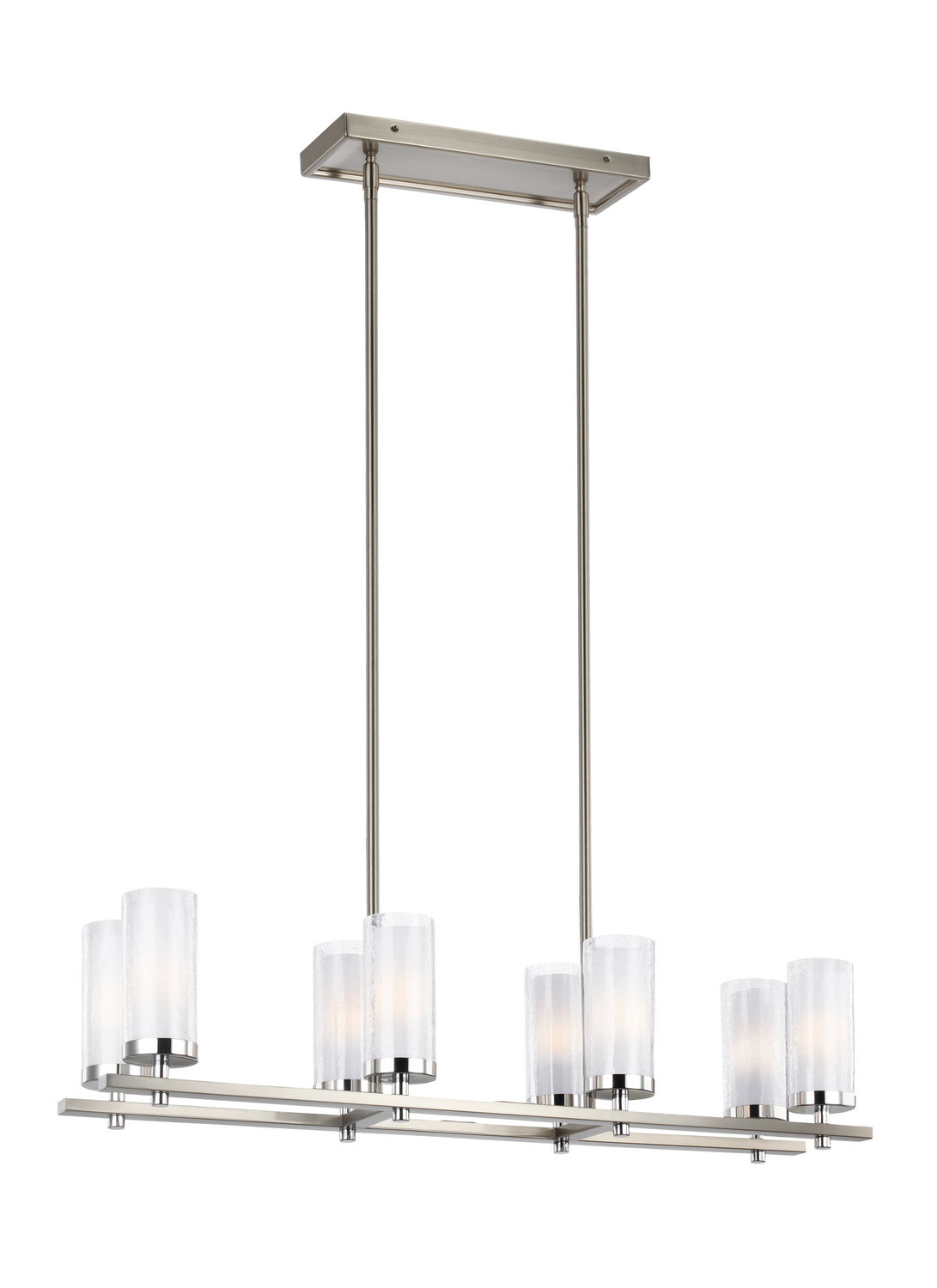 Generation Lighting F2986/8SN/CH Jonah Eight Light Island Chandelier, Satin Nickel / Chrome Main Image.jpg