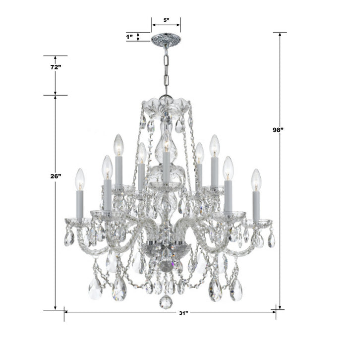 Crystorama 1135-CH-CL-I Traditional Crystal 12 Light Chandelier Polished Chrome Alternate Image 2.jpg