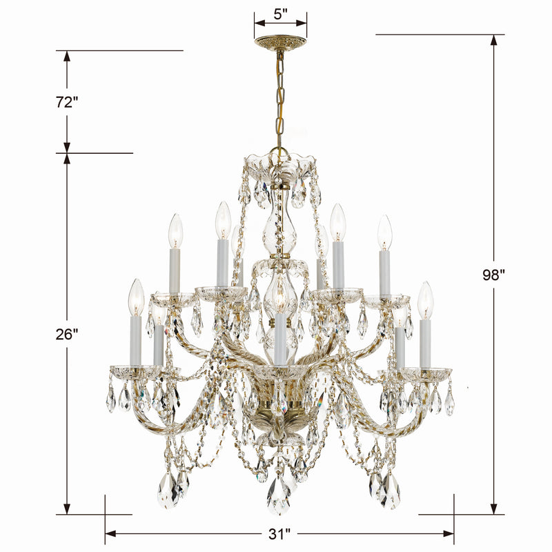 Crystorama 1135-PB-CL-I Traditional Crystal 12 Light Chandelier Polished Brass Alternate Image.jpg