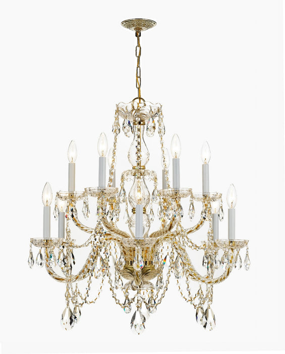 Crystorama 1135-PB-CL-MWP Traditional Crystal 12 Light Chandelier Polished Brass Main Image.jpg