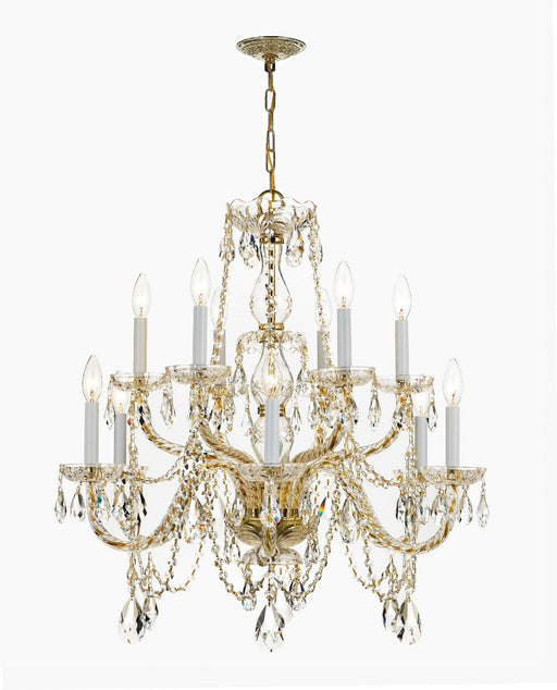 Crystorama 1135-PB-CL-SAQ Traditional Crystal 12 Light Chandelier Polished Brass Main Image.jpg