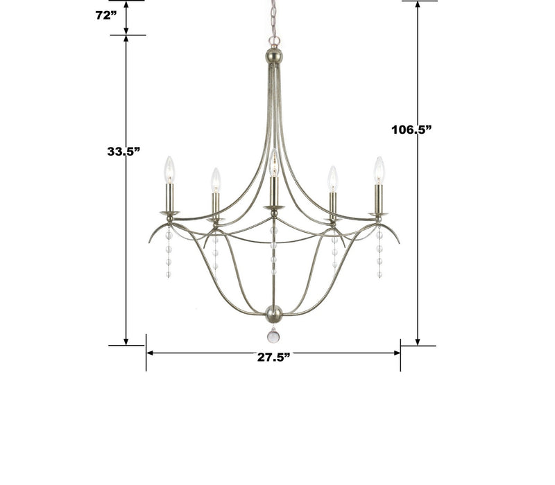 Crystorama 435-SA Metro Five Light Chandelier Antique Silver Alternate Image 2.jpg