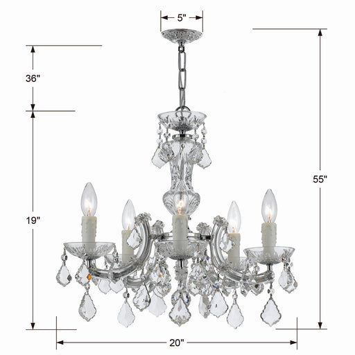 Crystorama 4376-CH-CL-MWP Maria Theresa Five Light Mini Chandelier Polished Chrome Alternate Image.jpg