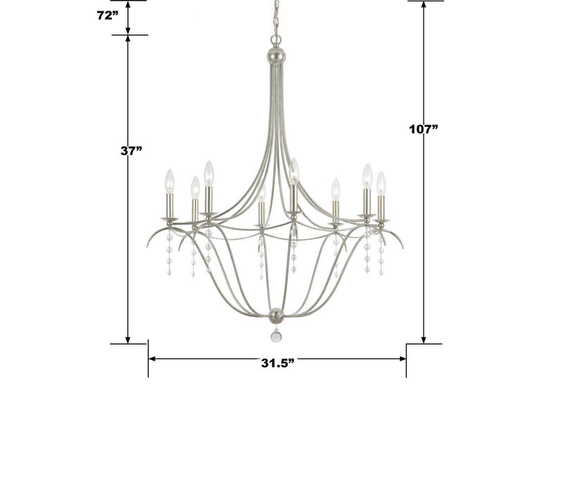 Crystorama 438-SA Metro Eight Light Chandelier Antique Silver Alternate Image 2.jpg