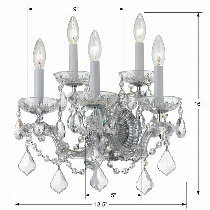 Crystorama 4404-CH-CL-MWP Maria Theresa Five Light Wall Sconce Polished Chrome Alternate Image.jpg