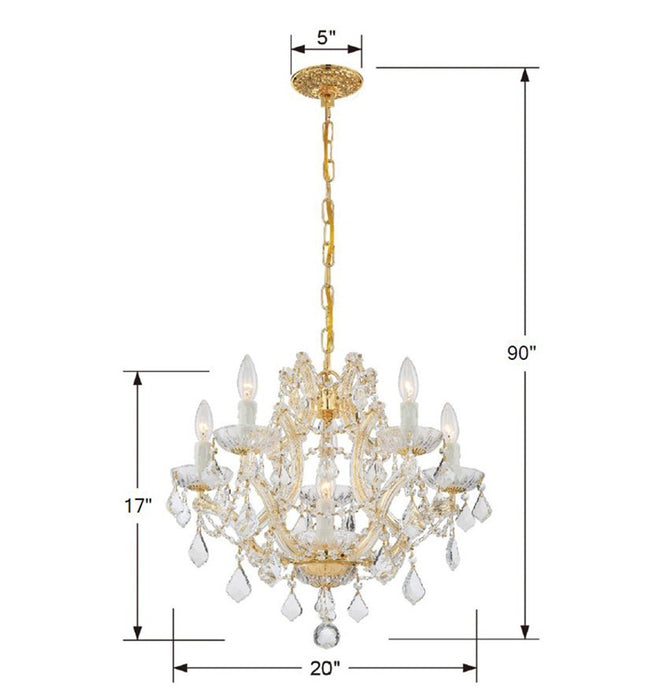 Crystorama 4405-GD-CL-I Maria Theresa Six Light Mini Chandelier Gold Alternate Image 2.jpg