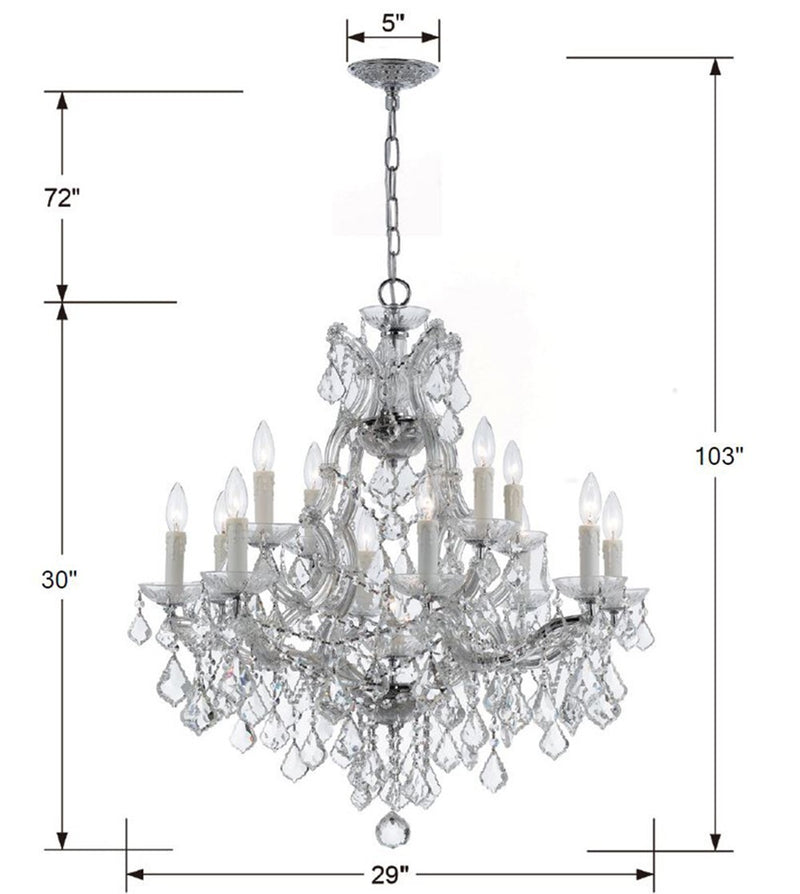 Crystorama 4412-CH-CL-MWP Maria Theresa 13 Light Chandelier Polished Chrome Alternate Image 2.jpg