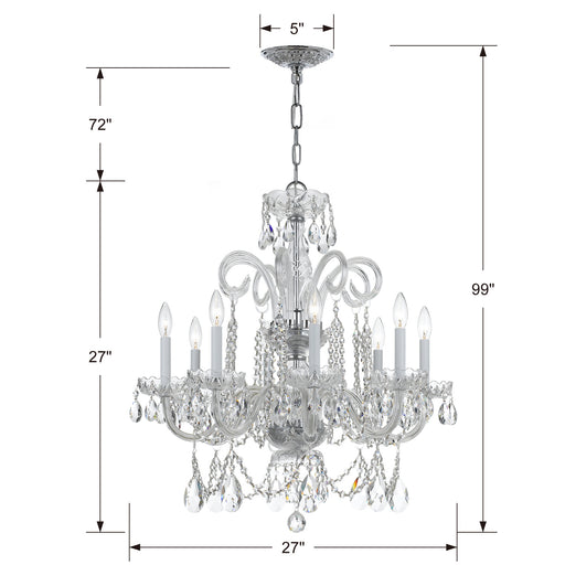 Crystorama 5008-CH-CL-SAQ Traditional Crystal Eight Light Chandelier Polished Chrome Alternate Image.jpg