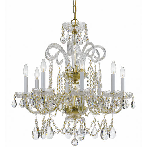 Crystorama 5008-PB-CL-MWP Traditional Crystal Eight Light Chandelier Polished Brass Main Image.jpg