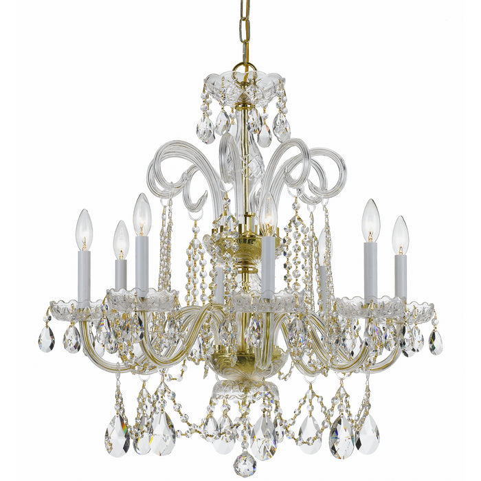Crystorama 5008-PB-CL-MWP Traditional Crystal Eight Light Chandelier Polished Brass Main Image.jpg