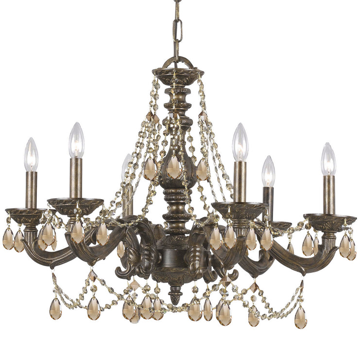 Crystorama 5026-VB-GT-MWP Paris Market Six Light Chandelier Venetian Bronze Main Image.jpg