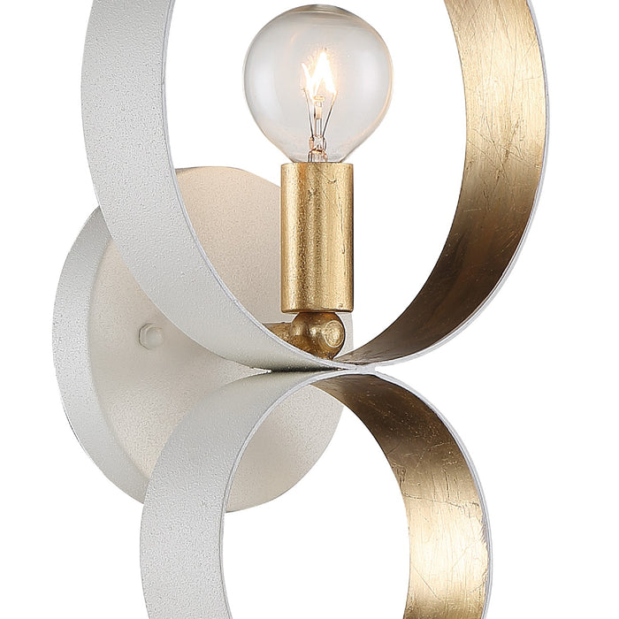 Crystorama 581-MT-GA Luna One Light Wall Sconce Matte White / Antique Gold Alternate Image.jpg