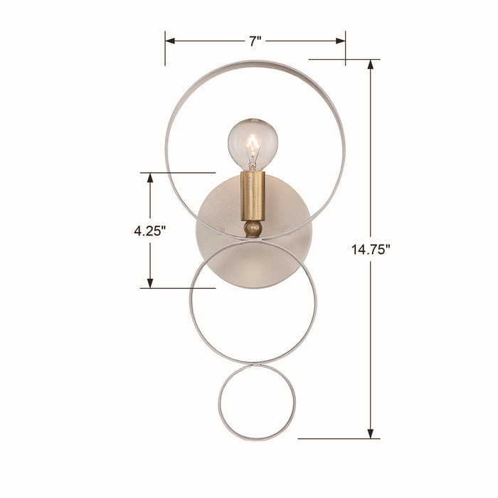 Crystorama 581-MT-GA Luna One Light Wall Sconce Matte White / Antique Gold Alternate Image 2.jpg