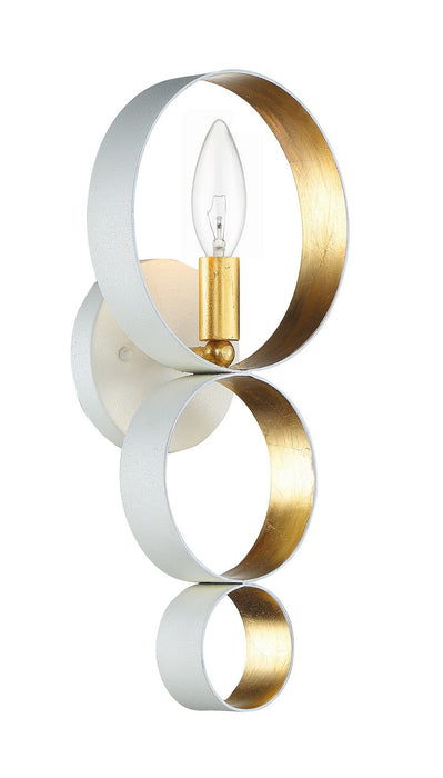 Crystorama 581-MT-GA Luna One Light Wall Sconce Matte White / Antique Gold Alternate Image 4.jpg