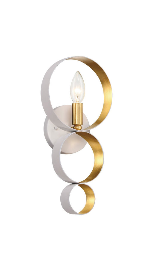 Crystorama 581-MT-GA Luna One Light Wall Sconce Matte White / Antique Gold Main Image.jpg