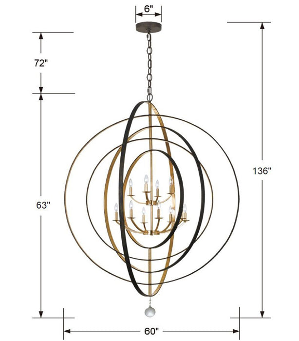Crystorama 590-EB-GA Luna 12 Light Chandelier English Bronze / Antique Gold Alternate Image 4.jpg