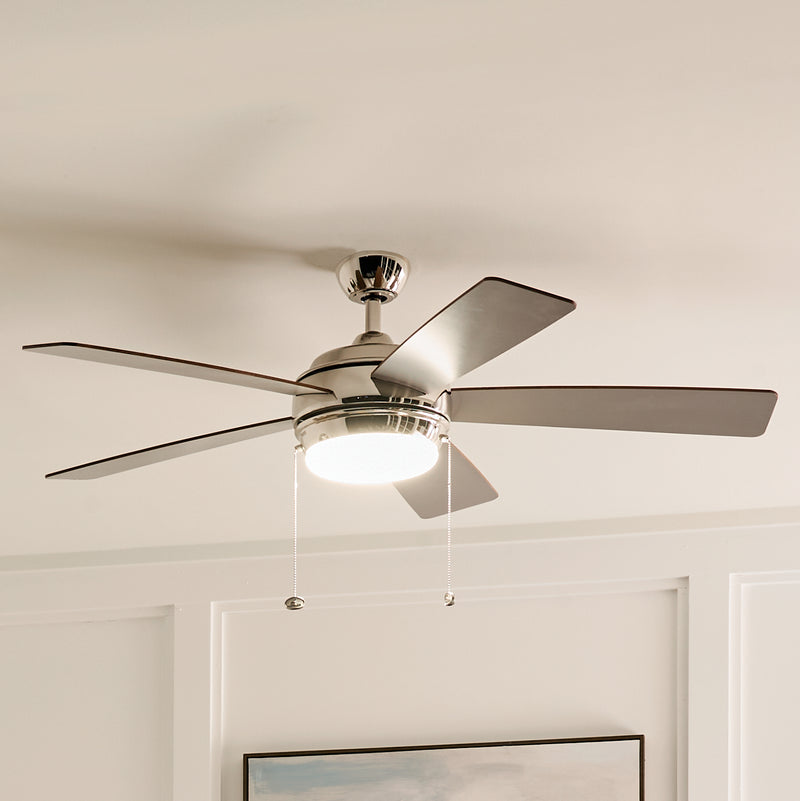 Kichler 330174PN 52"Ceiling Fan, Polished Nickel (4)