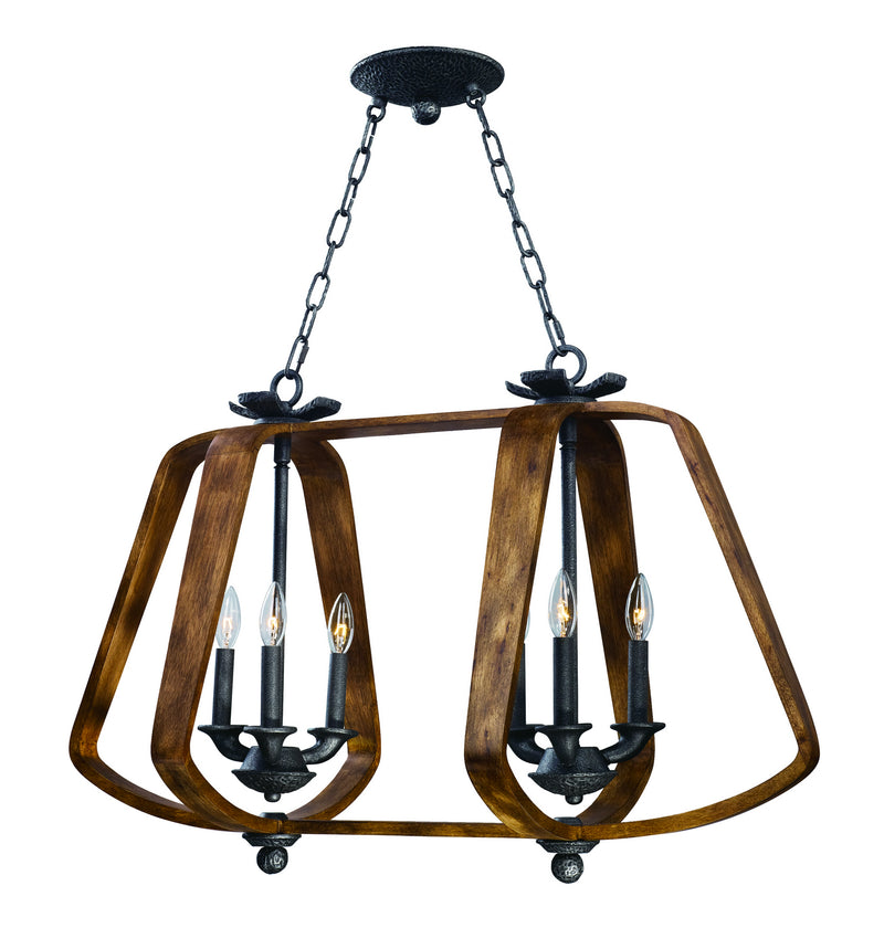 Maxim 20927BWIO Road House Six Light Chandelier, Barn Wood / Iron Ore Main Image.jpg