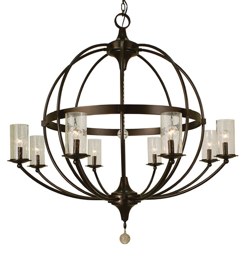 Framburg 1078 MB/F Compass Eight Light Foyer Chandelier, Mahogany Bronze with Frosted Glass Main Image.jpg