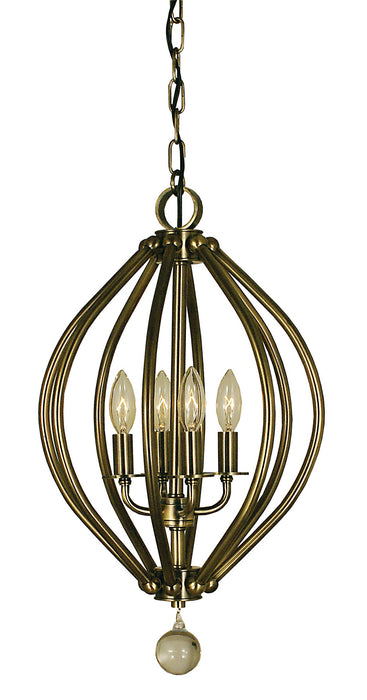 Framburg 4344 AB Dewdrop Four Light Chandelier, Antique Brass Main Image.jpg