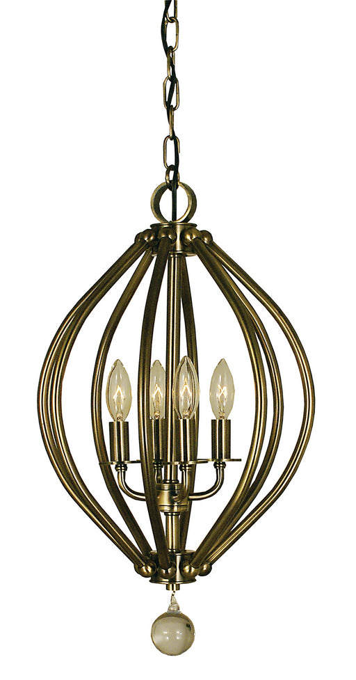 Framburg 4344 AB Dewdrop Four Light Chandelier, Antique Brass Main Image.jpg