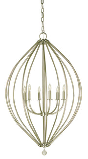 Framburg 4346 BN Dewdrop Six Light Foyer Chandelier, Brushed Nickel Main Image.jpg