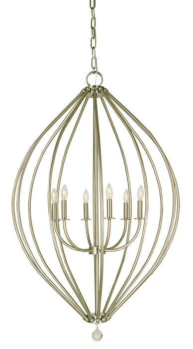 Framburg 4346 BN Dewdrop Six Light Foyer Chandelier, Brushed Nickel Main Image.jpg