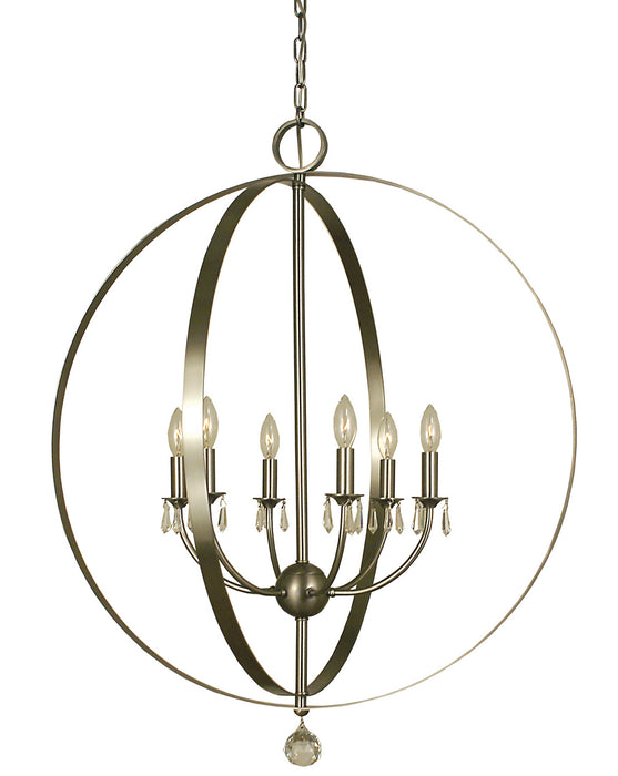 Framburg 4376 BN Constellation Six Light Foyer Chandelier, Brushed Nickel Main Image.jpg