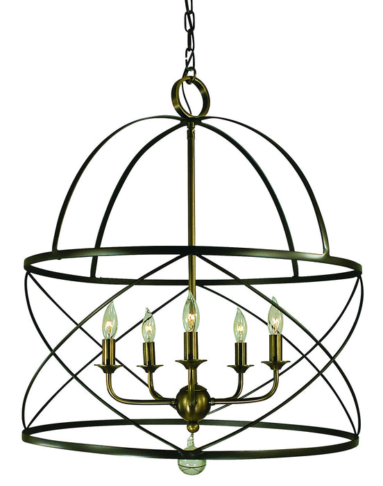 Framburg 4415 MB/AB Nantucket Five Light Chandelier, Mahogany Bronze and Antique Brass Main Image.jpg