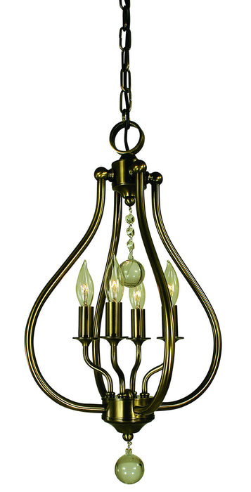 Framburg 4444 AB Dewdrop Four Light Pendant, Antique Brass Main Image.jpg