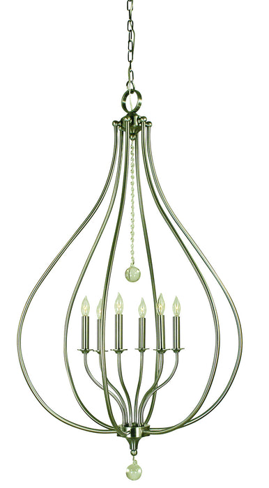 Framburg 4446 BN Dewdrop Six Light Pendant, Brushed Nickel Main Image.jpg