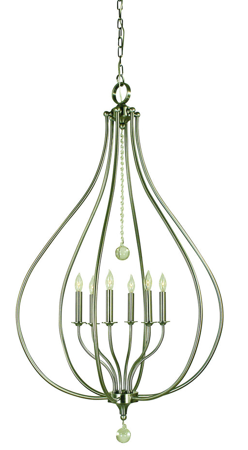 Framburg 4446 BN Dewdrop Six Light Pendant, Brushed Nickel Main Image.jpg