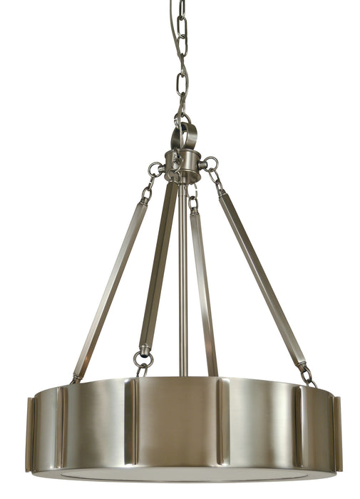 Framburg 4590 BN/PN Pantheon Four Light Pendant, Matte Black with Polished Nickel Main Image.jpg