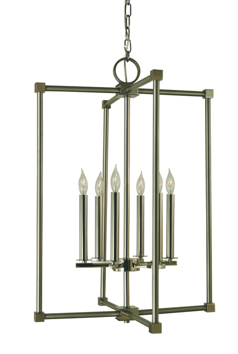 Framburg 4606 BN/PN Lexington Six Light Chandelier, Brushed Nickel with Polished Nickel Main Image.jpg