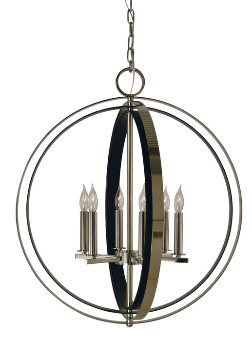 Framburg 4655 PN/MBLACK Constellation Six Light Chandelier, Polished Nickel with Matte Black Main Image.jpg