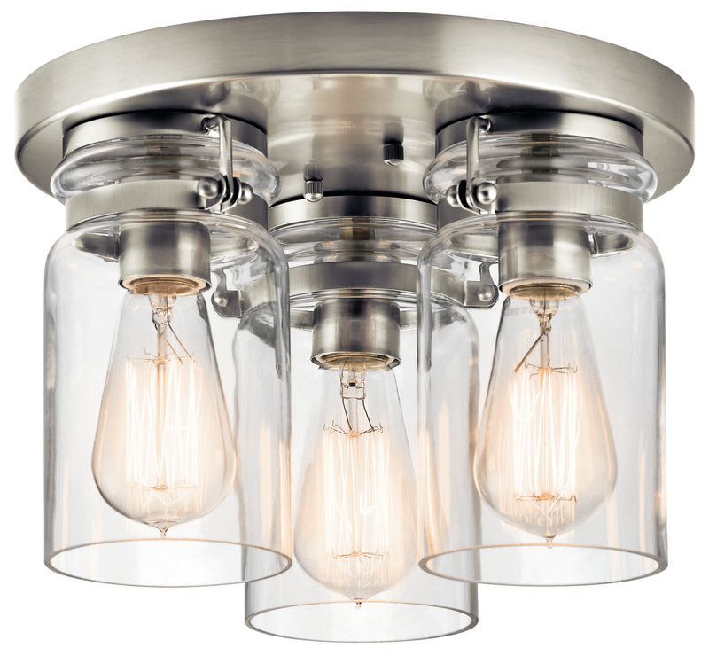 Kichler 42891NI Three Light Flush Mount, Brushed Nickel