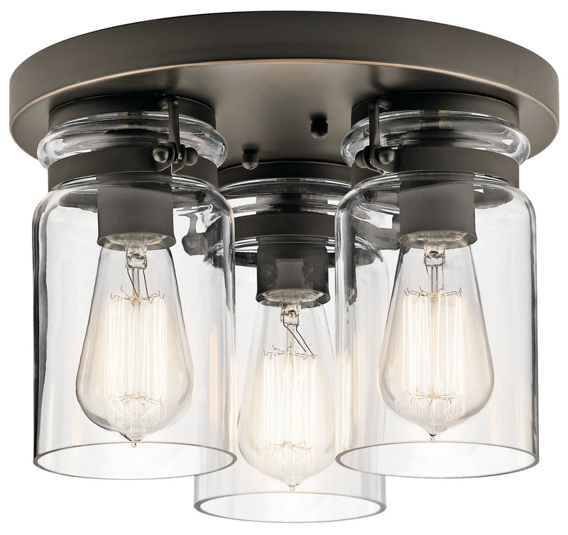 Kichler 42891OZ Three Light Flush Mount, Olde Bronze