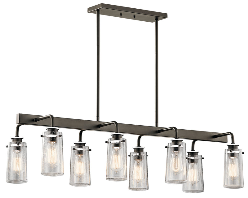 Kichler 43457OZ Eight Light Linear Chandelier, Olde Bronze