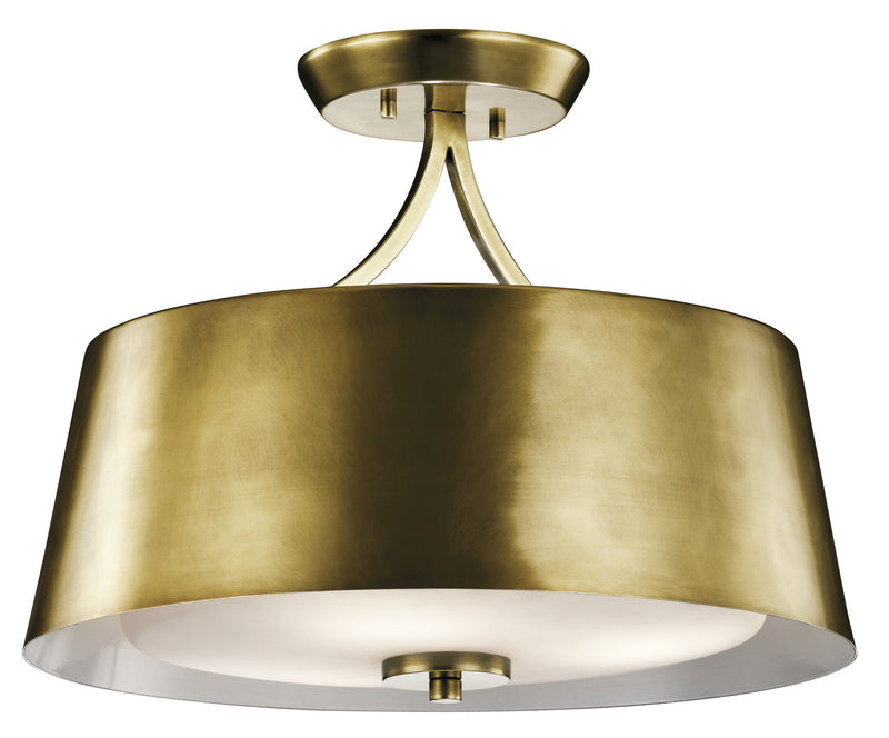 Kichler 43744NBR Three Light Pendant/Semi Flush, Natural Brass