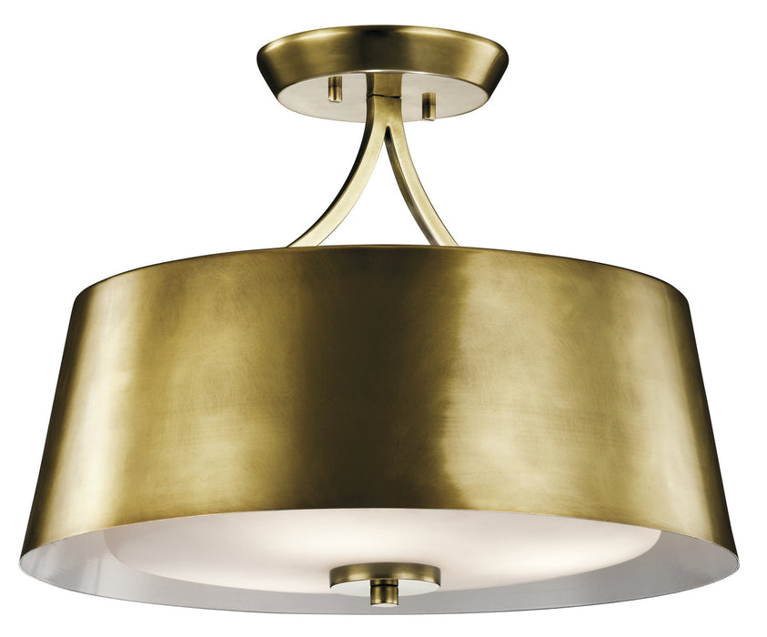 Kichler 43744NBR Maclain Three Light Pendant/Semi Flush Mount, Natural Brass Main Image.jpg