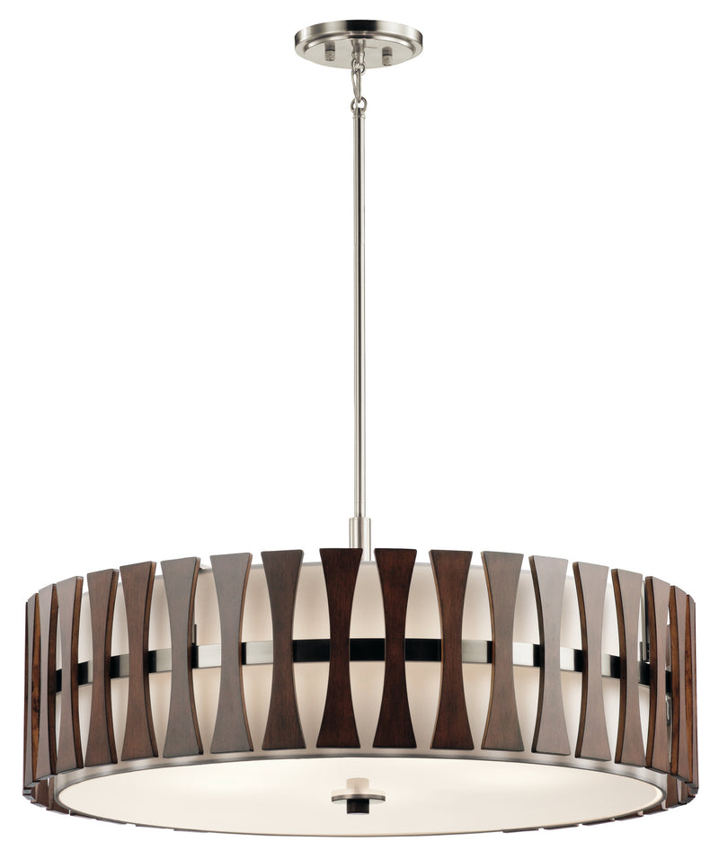 Kichler 43754AUB Five Light Pendant/Semi Flush, Auburn Stained