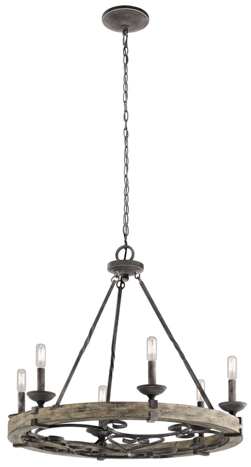 Kichler 43823WZC Six Light Chandelier, Weathered Zinc