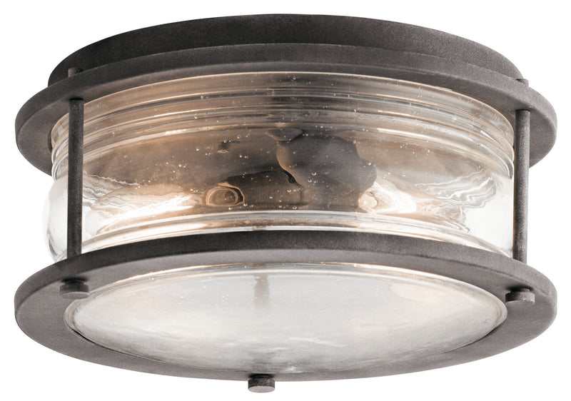 Kichler 49669WZC Two Light Outdoor Ceiling Mount, Weathered Zinc