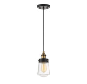Savoy House 7-2064-1-51 One Light Mini Pendant, Vintage Black w/Warm Brass